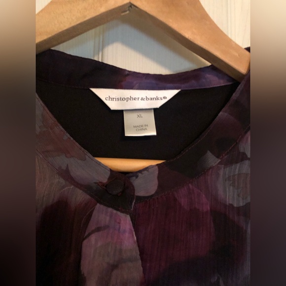 Christopher & Banks Floral Pattern Ruffled Blouse - Picture 3 of 8